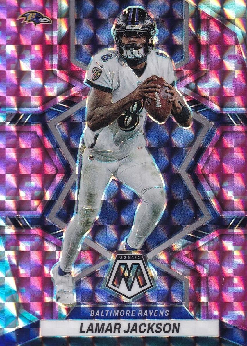 2022 Panini Mosaic Football Camo Pink Lamar Jackson #13