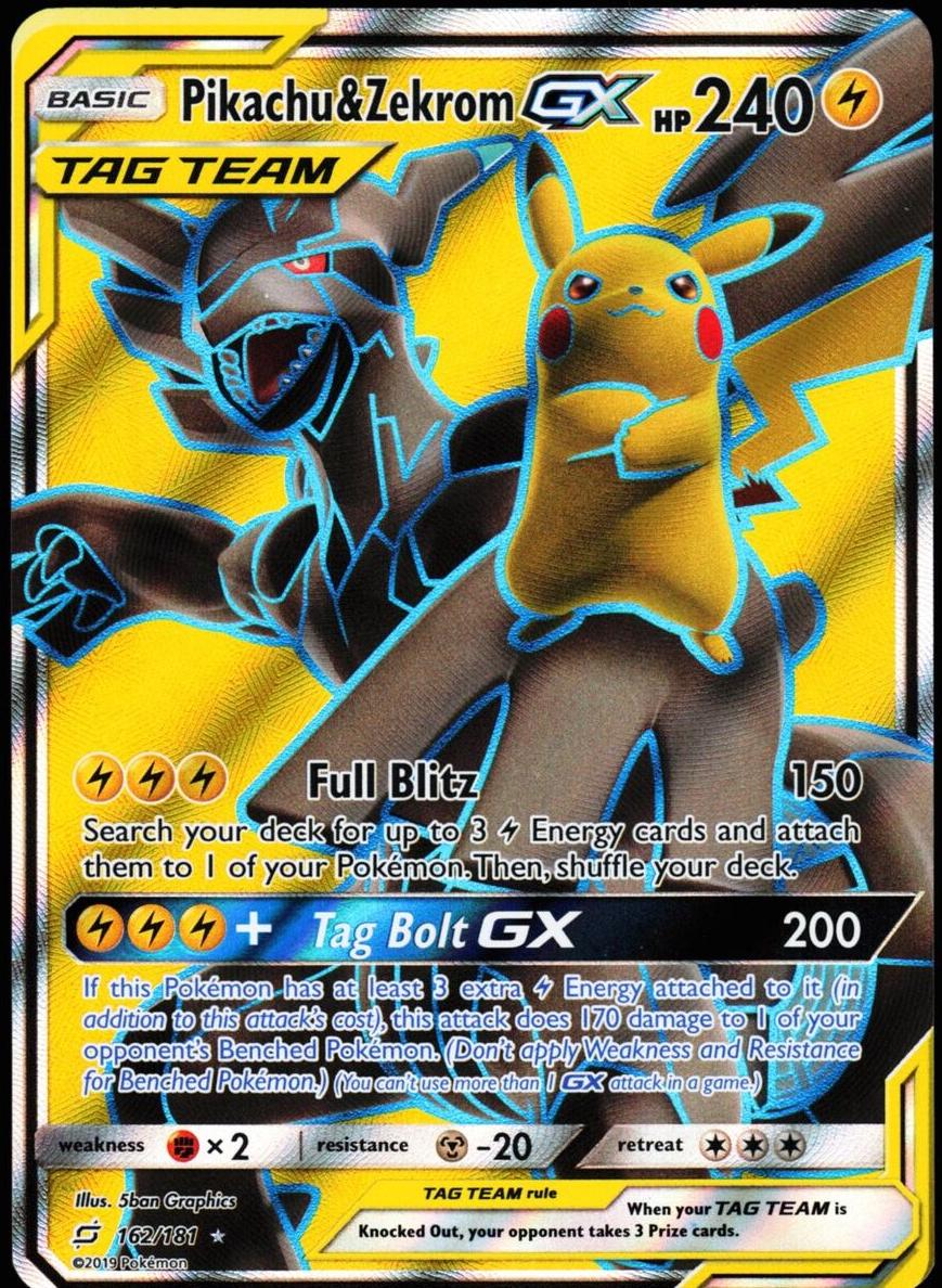 2019 Pokemon Sun & Moon Team Up Pikachu & Zekrom #162