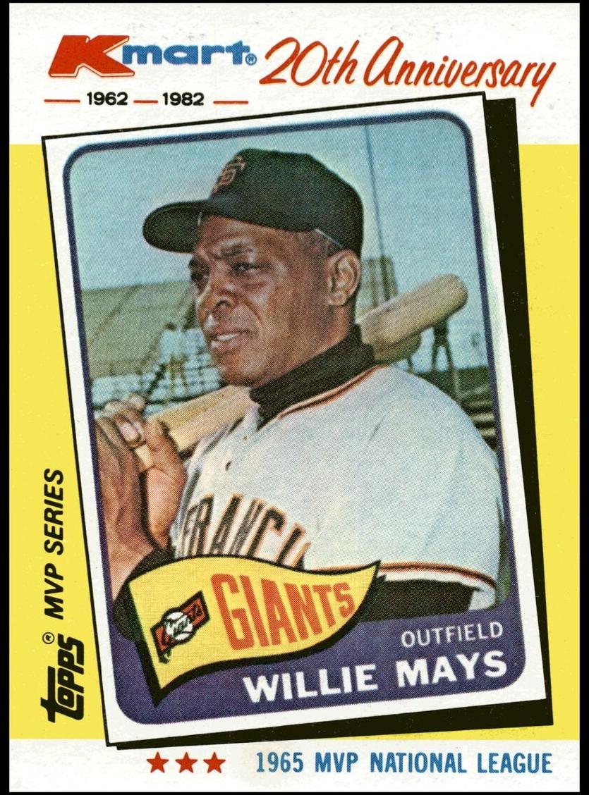 1982 Topps Kmart 20th Anniversary Baseball Willie Mays #8