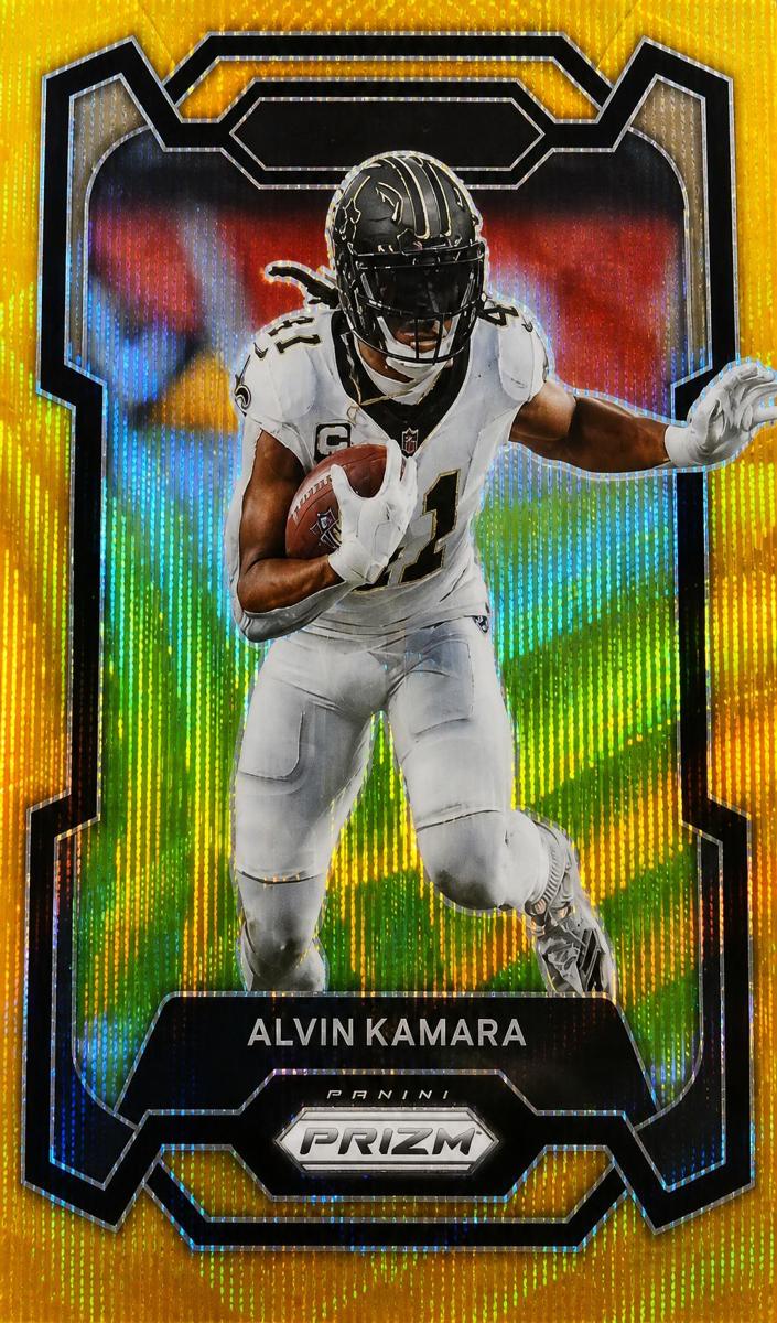 2023 Panini Prizm Football Gold Wave Alvin Kamara #210 PSA 9