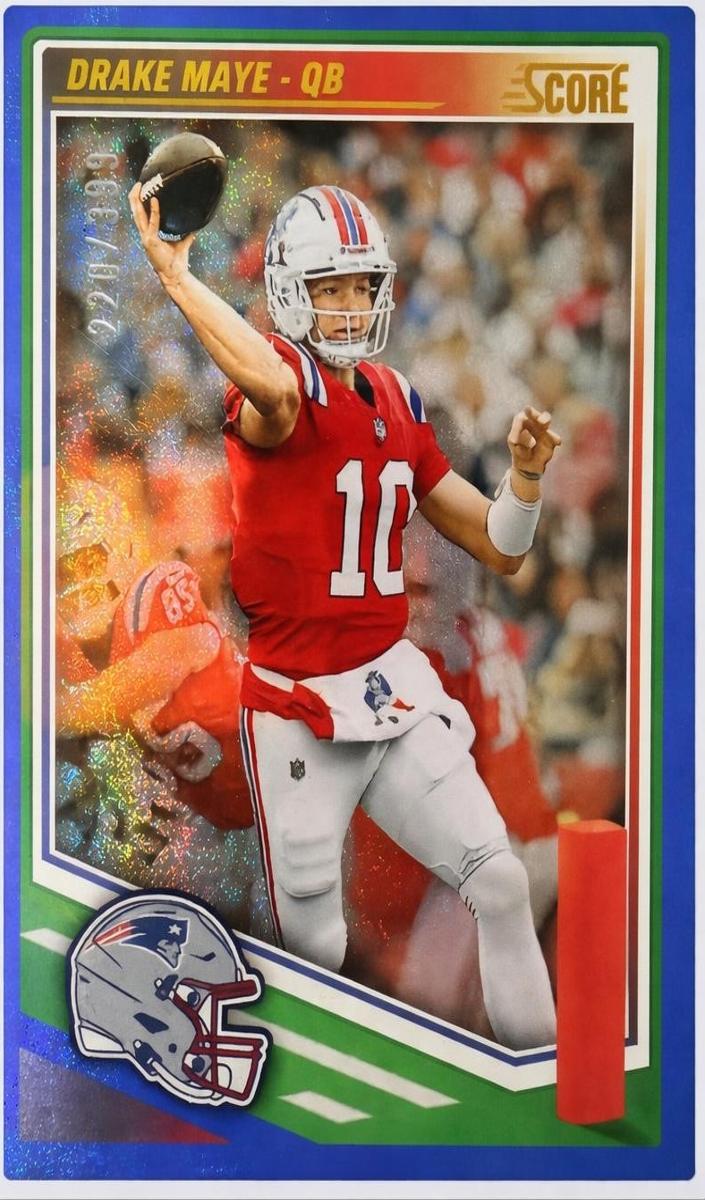 2025 Panini Score Football Dots Blue Drake Maye #27