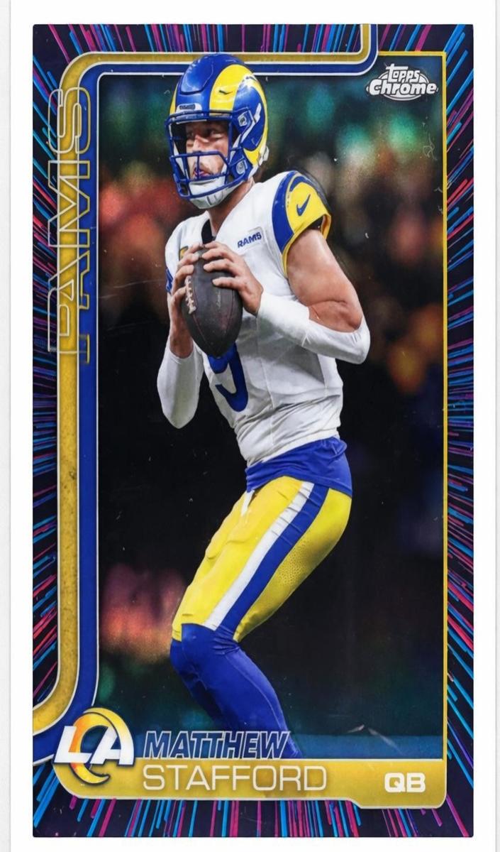 2025 Topps Chrome Football Neon Pulse Refractor Matthew Stafford #169 PSA 9