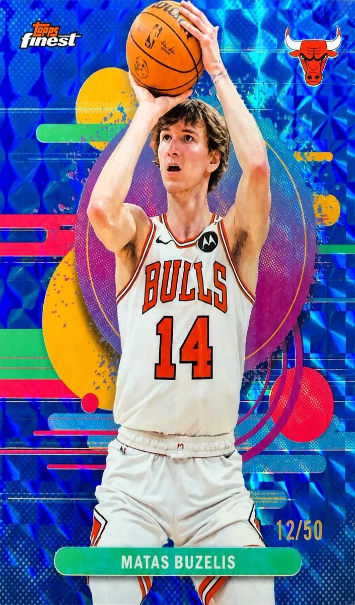 2025 Topps Finest Basketball Blue Geometric Refractor Matas Buzelis #184