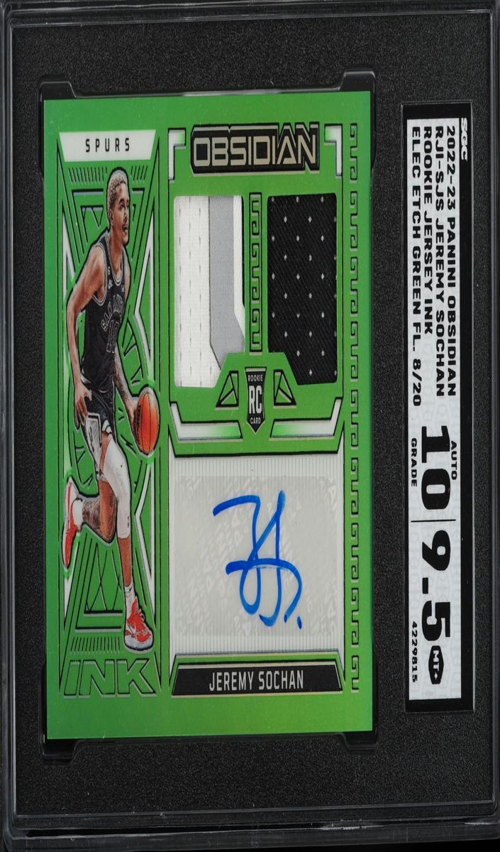2022 Panini Obsidian Basketball Electric Etch Green Flood Jeremy Sochan #RJI-SJS SGC 9.5