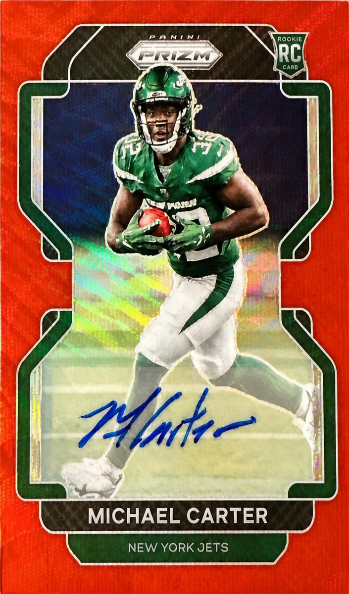 2021 Panini Prizm Football Red Wave Michael Carter #365 PSA 10