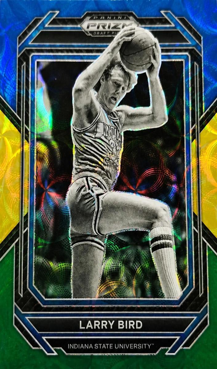 2023 Panini Prizm Draft Picks Basketball Choice Blue Yellow and Green Larry Bird #95 PSA 10