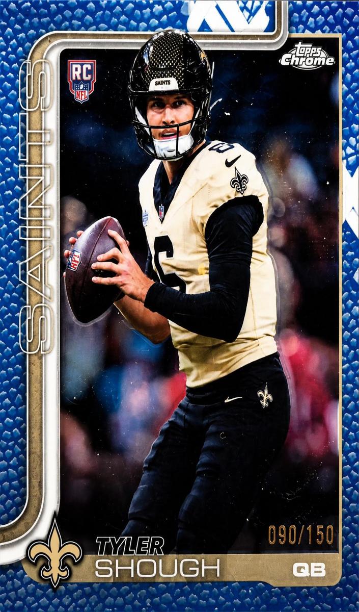 2025 Topps Chrome Football Football Leather Blue Refractor Tyler Shough #398