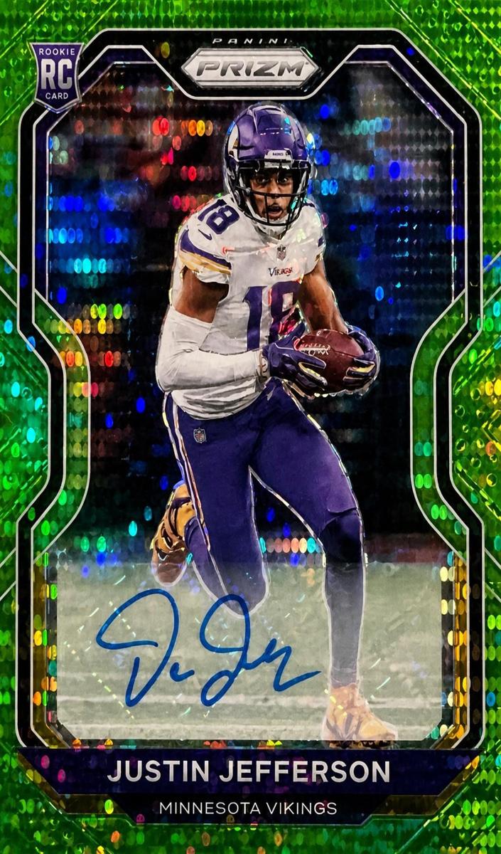 2020 Panini Prizm Football Neon Green Pulsar Prizm Justin Jefferson #398