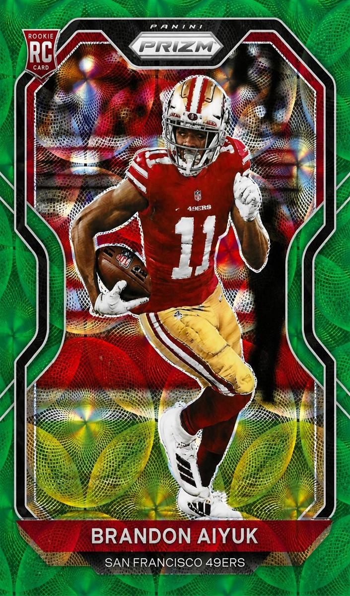 2020 Panini Prizm Football Green Scope Prizm Brandon Aiyuk #301 PSA 8