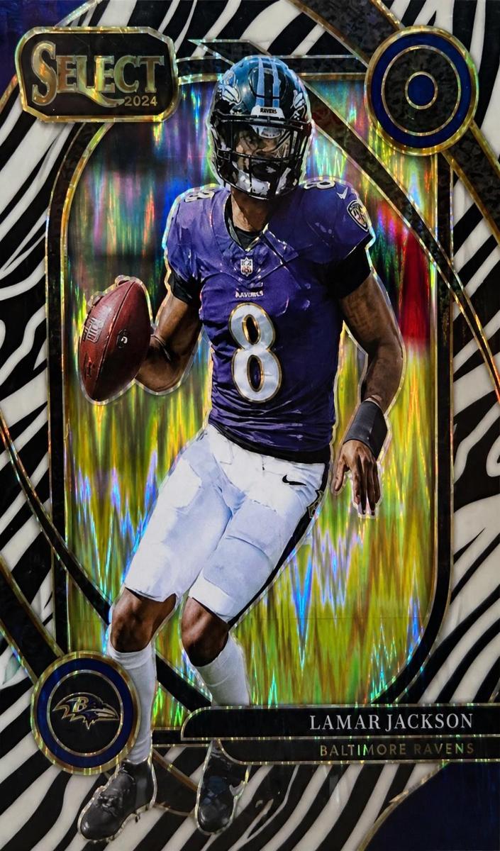 2024 Panini Select Football Zebra Shock Lamar Jackson #227 PSA 9