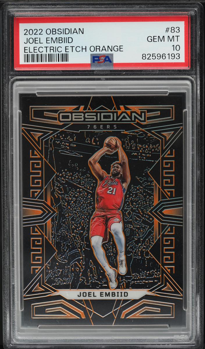 2022 Panini Obsidian Basketball Electric Etch Orange Joel Embiid #83 PSA 9