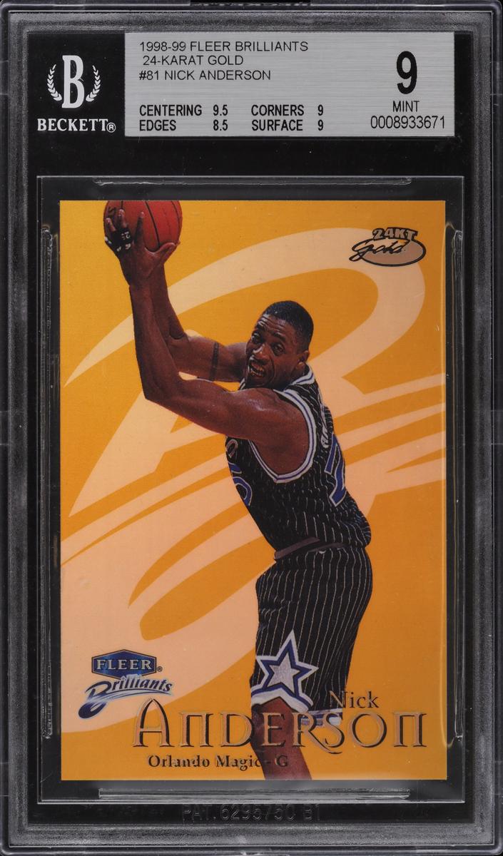 1998 Fleer Brilliants Basketball Gold Nick Anderson #81 BGS 9