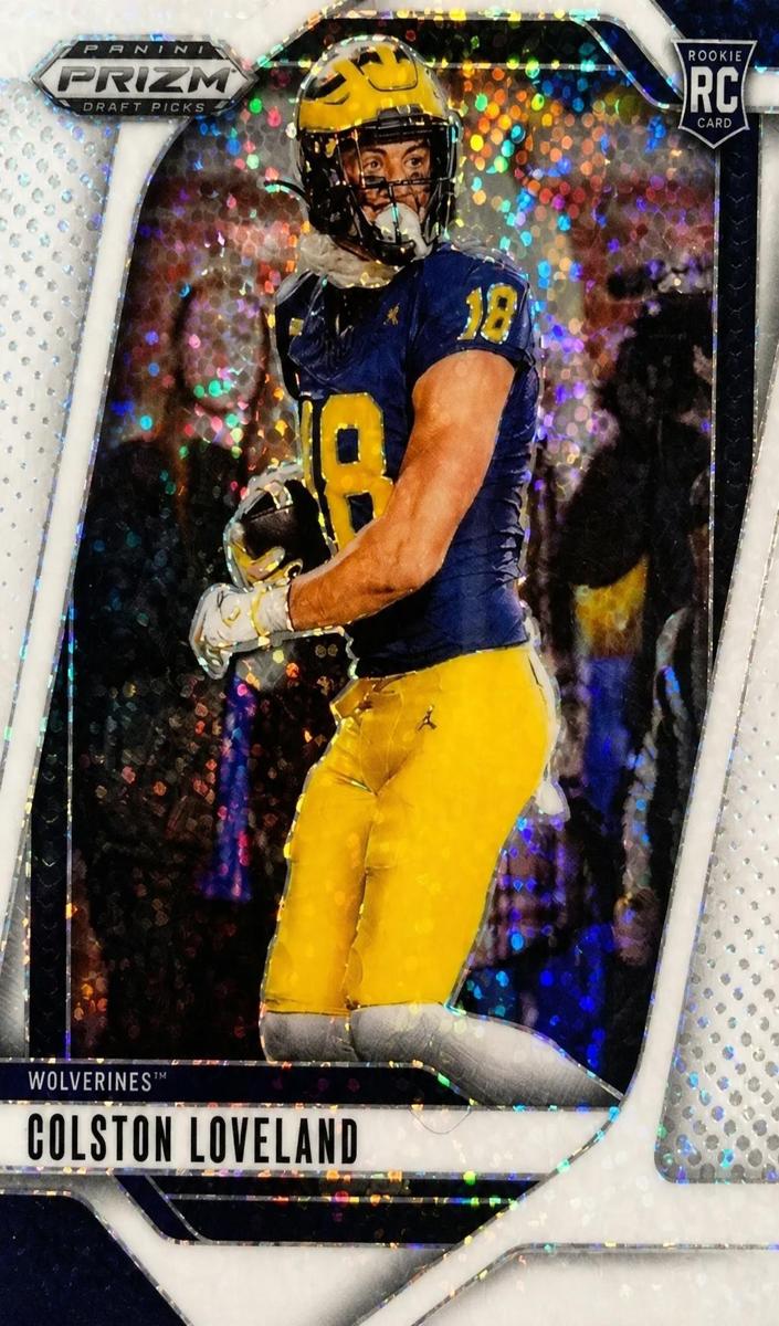 2025 Panini Prizm Draft Picks Football White Sparkle Colston Loveland #67 PSA 8