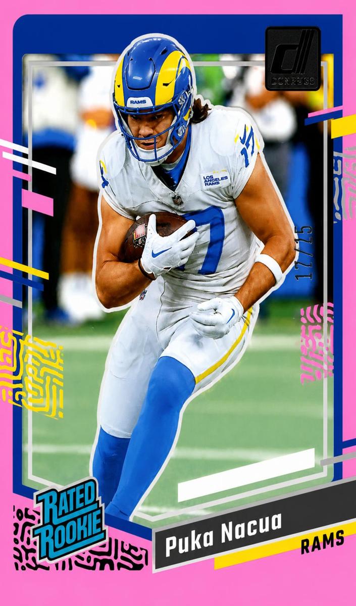 2023 Panini Clearly Donruss Football Pink Puka Nacua #96 PSA 8.5