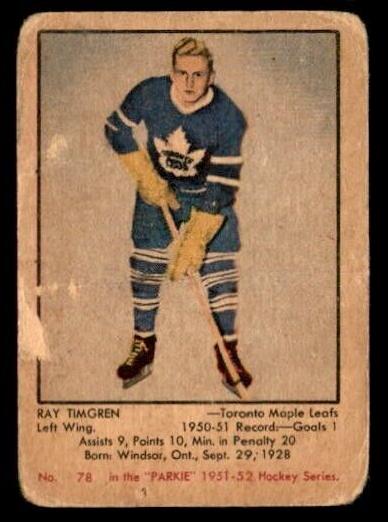 1951 Parkhurst Hockey Ray Timgren #78