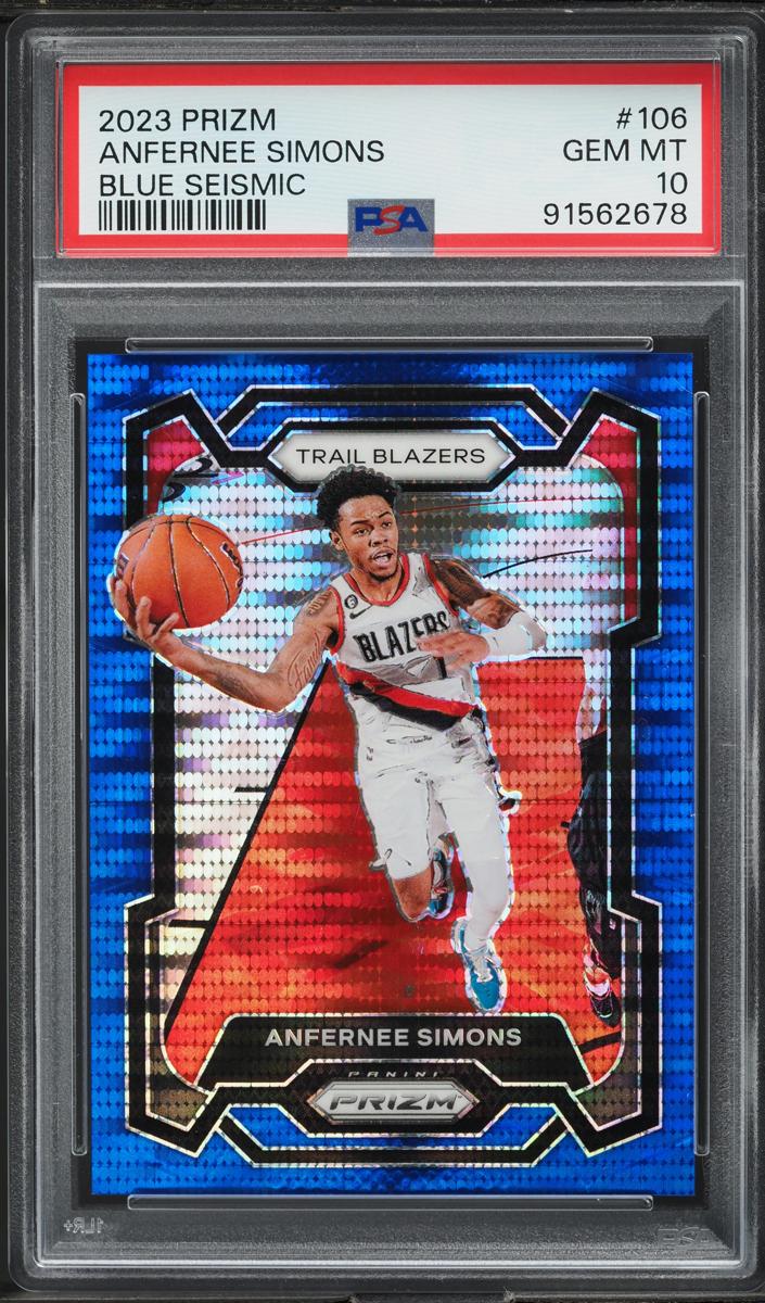 2023 Panini Prizm Basketball Blue Seismic Anfernee Simons #106 PSA 10