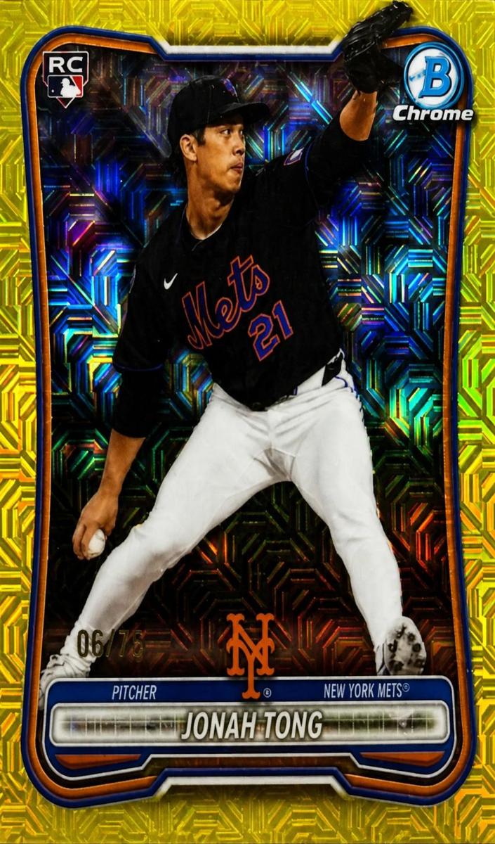 2026 Bowman Mega Box Baseball Yellow Mojo Refractor Jonah Tong #65
