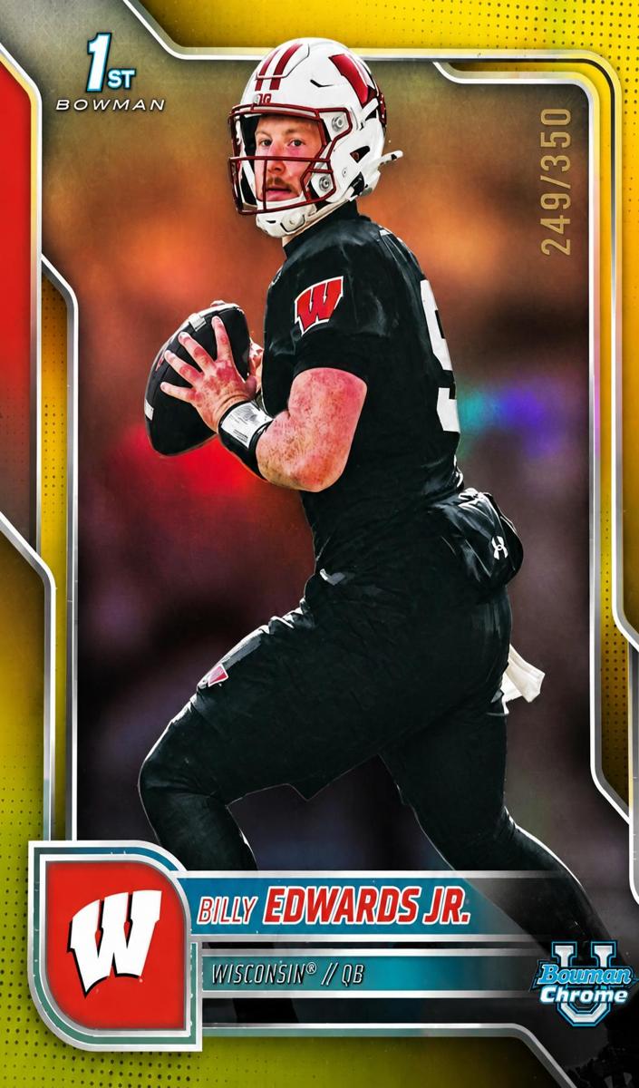 2025 Bowman Chrome University Football Yellow Refractor Billy Edwards Jr. #8