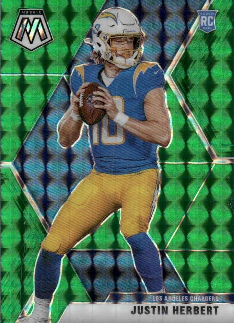 2020 Panini Mosaic Football Mosaic Green Justin Herbert #204 PSA 10