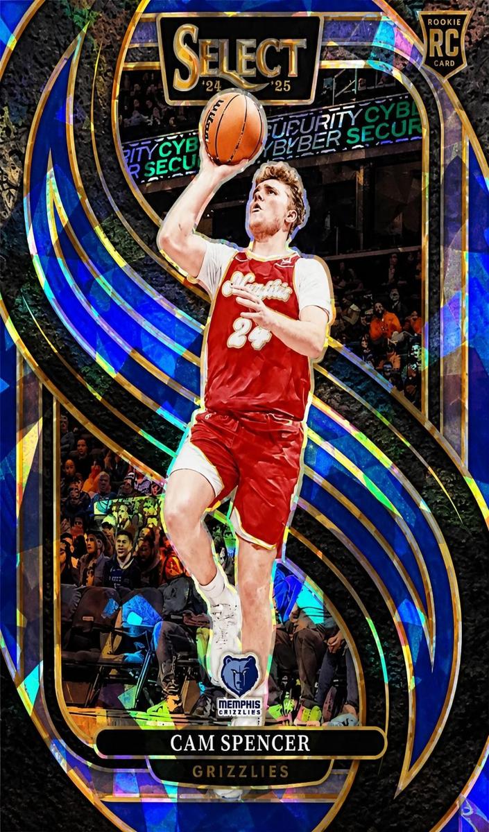 2024 Panini Select Basketball Blue Cracked Ice Cam Spencer #189