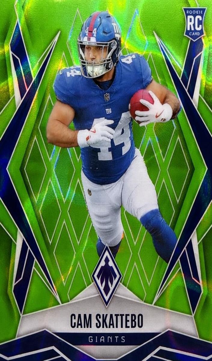 2025 Panini Phoenix Football Lime Green Lava Cam Skattebo #168 PSA 10