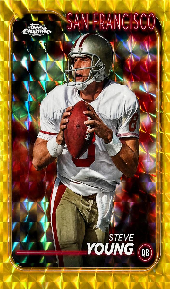 2024 Topps Chrome Football Yellow Geometric Refractor Steve Young #178