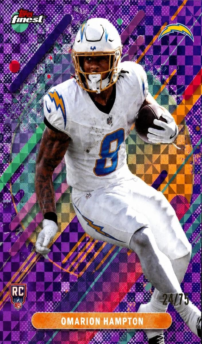 2025 Topps Finest Football Purple X-Fractor Omarion Hampton #208