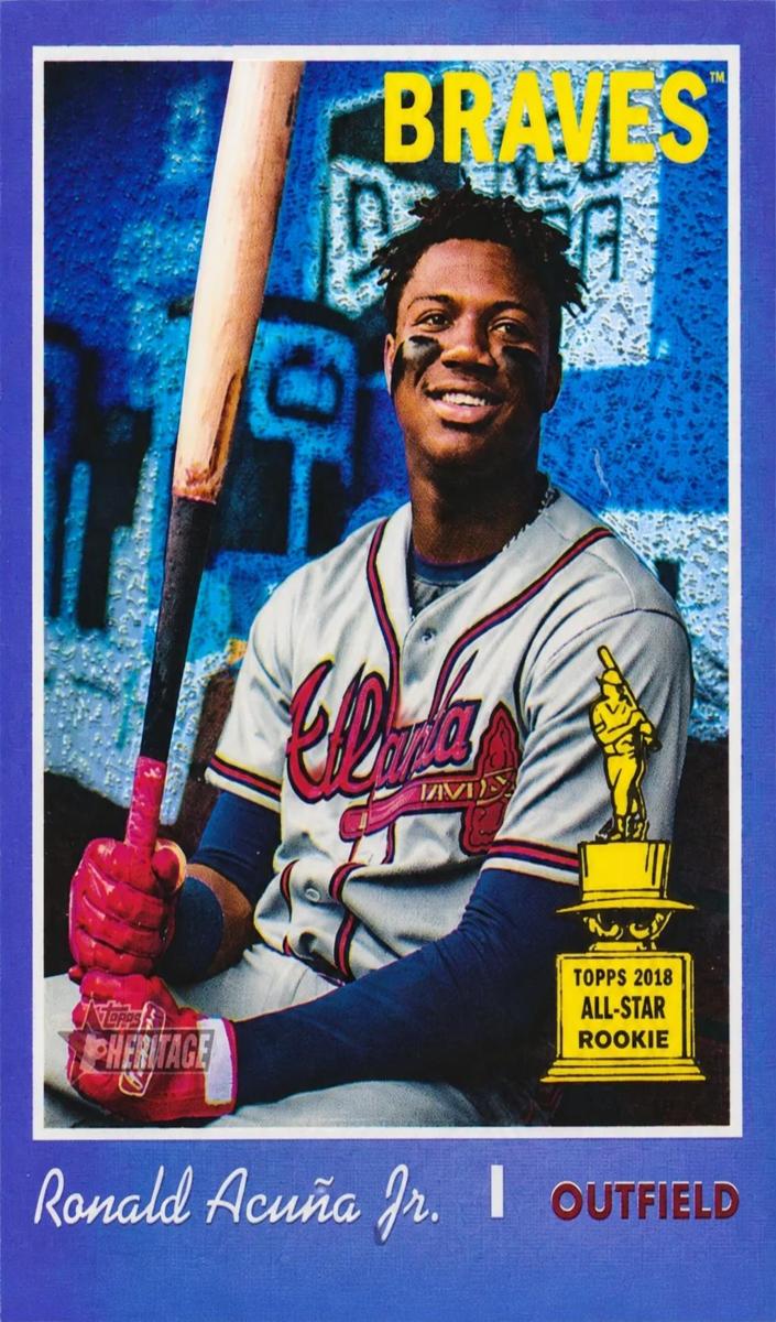 2019 Topps Heritage Baseball Purple Refractor Ronald Acuna Jr. #THC-500