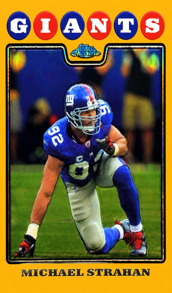 2008 Topps Chrome Football Gold Refractor Michael Strahan #TC110 PSA 9