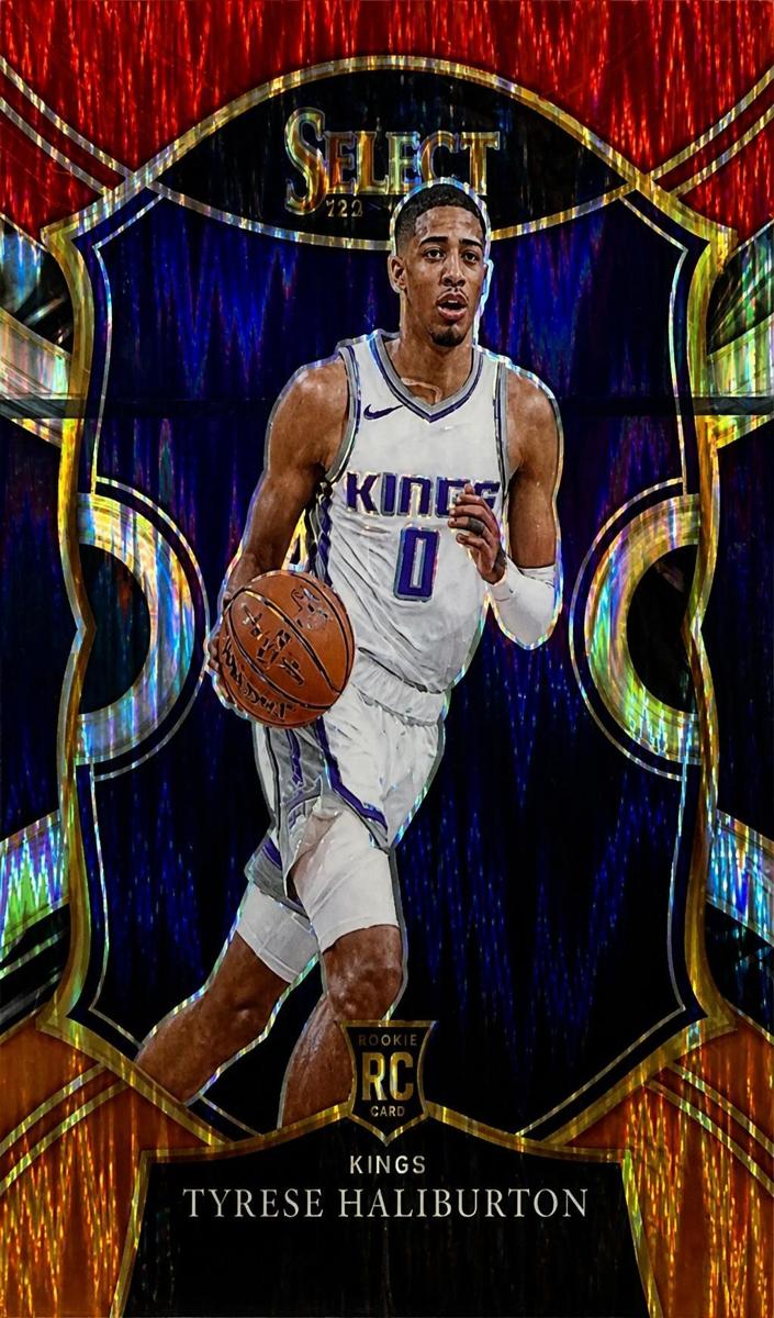 2020 Panini Select Basketball Red White Orange Shimmer Prizm Tyrese Haliburton #72
