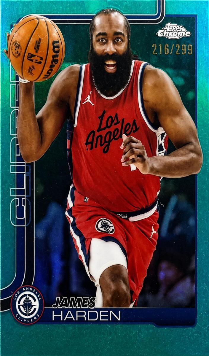 2025 Topps Chrome Basketball Teal Refractor James Harden #54