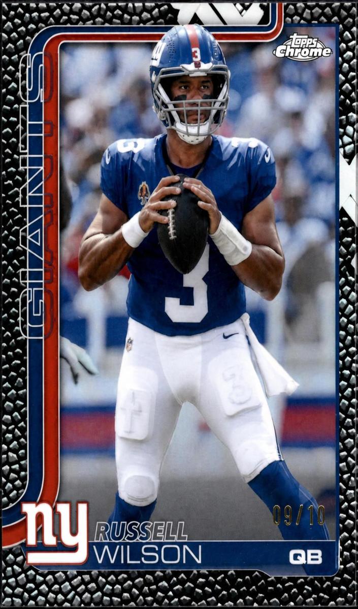 2025 Topps Chrome Football Football Leather Black Refractor Russell Wilson #229