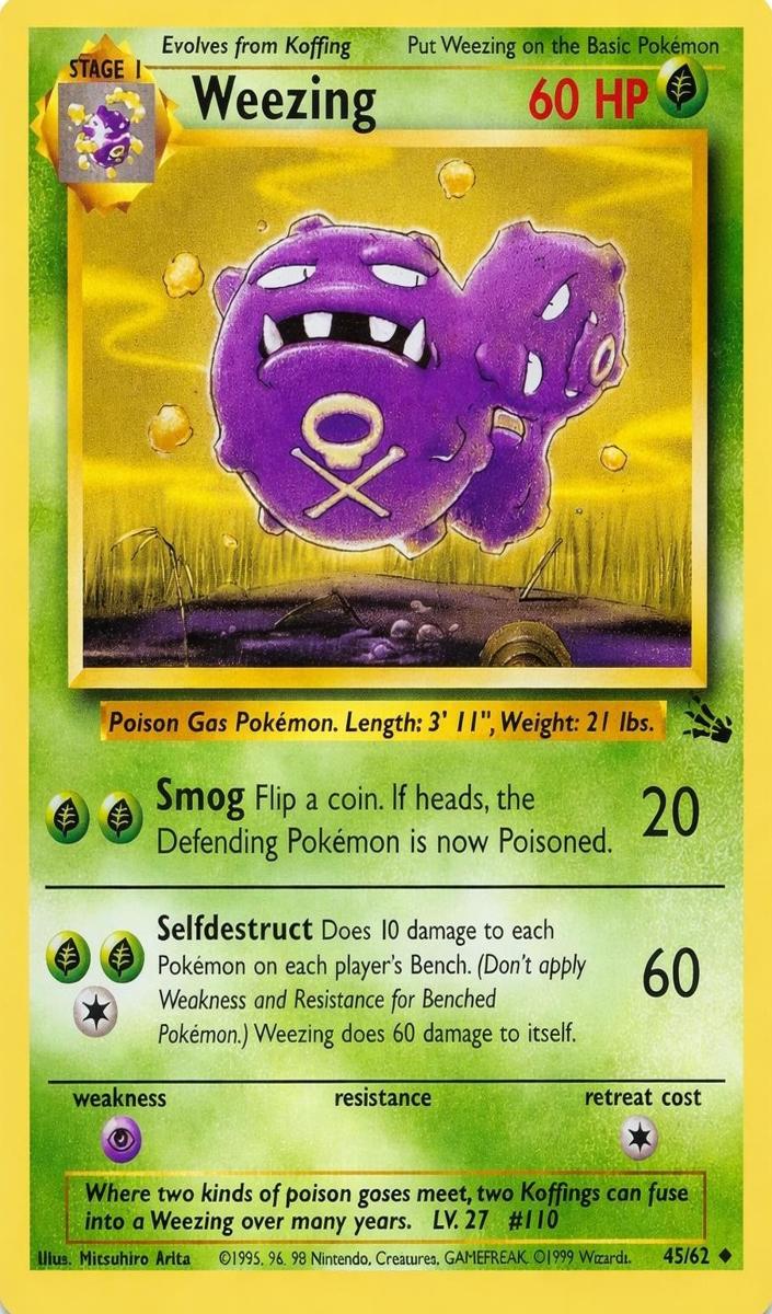 1999 Pokemon Fossil Weezing #45 PSA 9