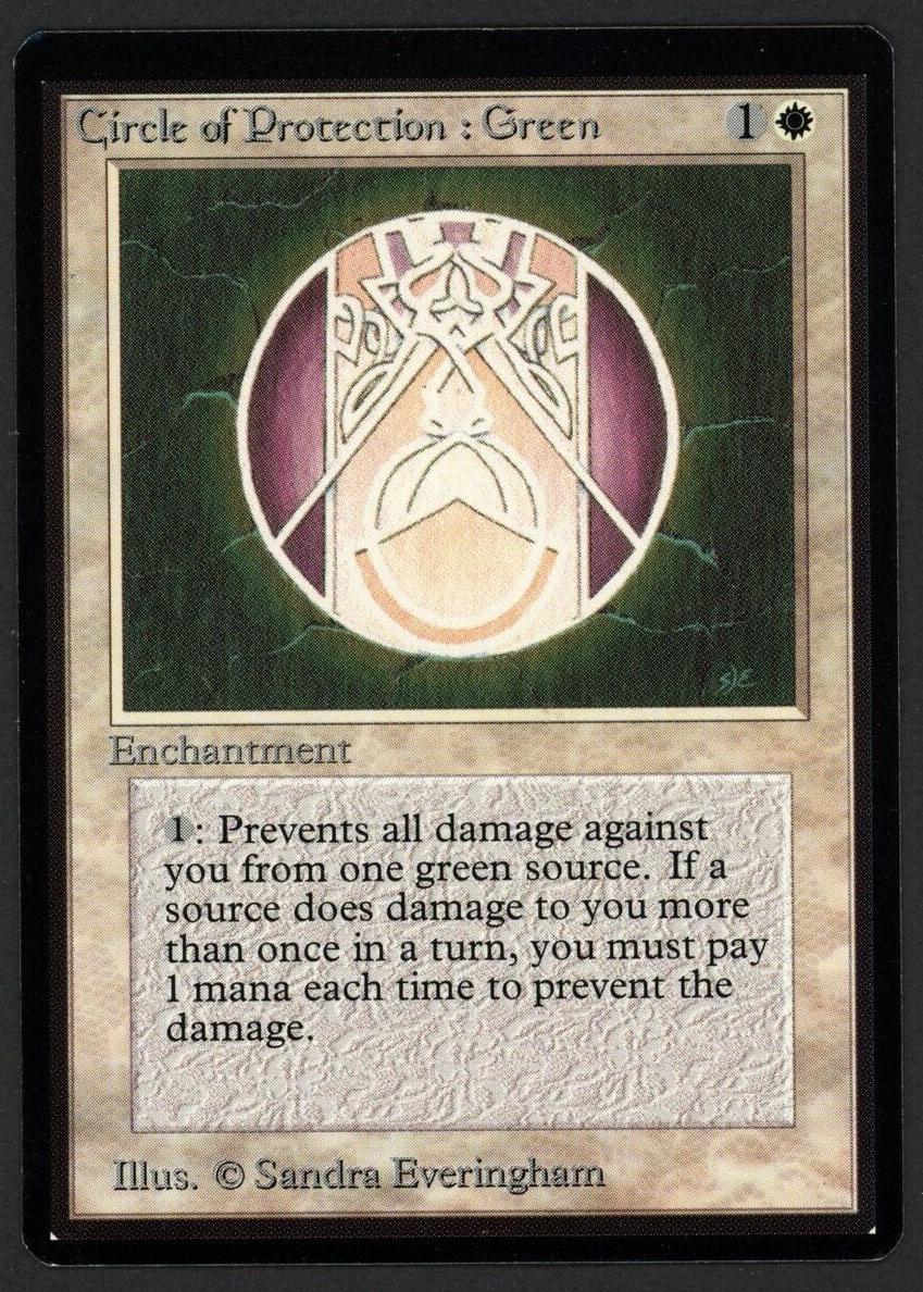 1993 Magic The Gathering Beta Circle of Protection: Green #NNO PSA 8