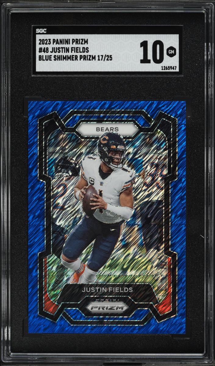 2023 Panini Prizm Football Blue Shimmer Justin Fields #48 SGC 9.5