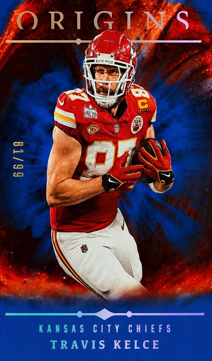 2024 Panini Origins Football Blue Travis Kelce #28 PSA 7.5