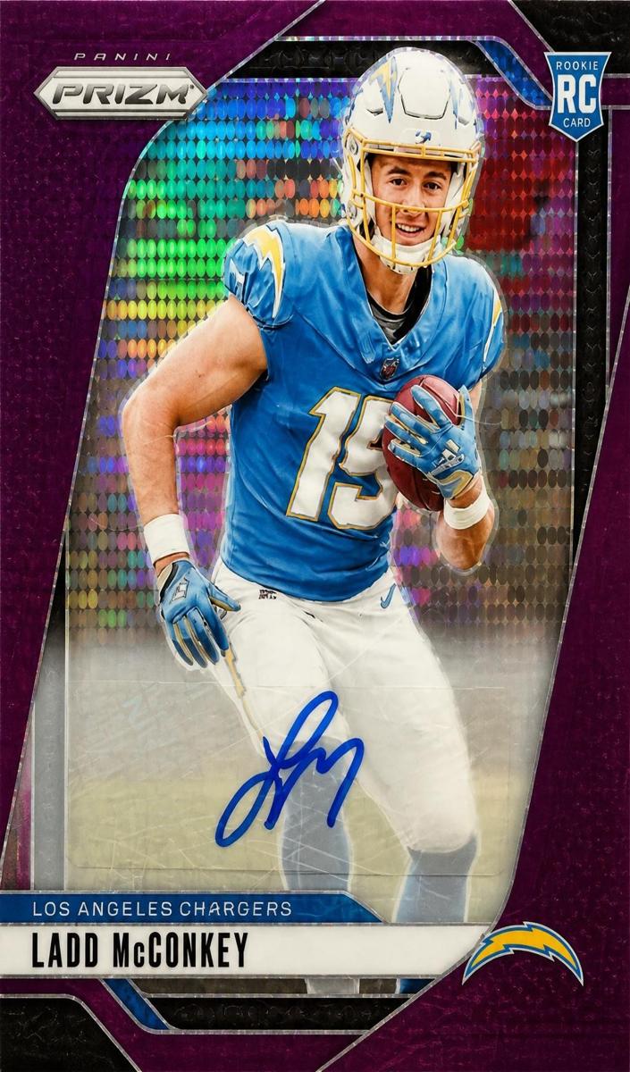 2024 Panini Prizm Football Pink Ladd McConkey #365 PSA 9