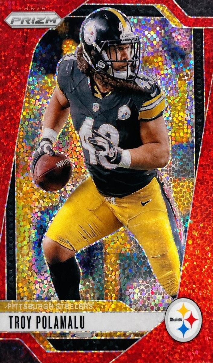 2024 Panini Prizm Football Red Sparkle Troy Polamalu #248 PSA 8