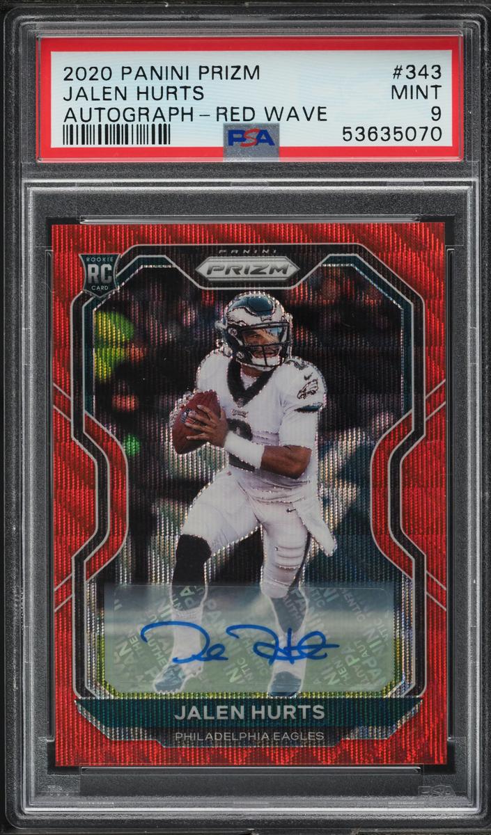 2020 Panini Prizm Football Red Wave Prizm Jalen Hurts #343 PSA 9