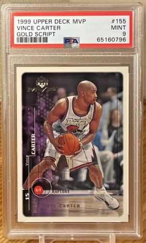 1999 Upper Deck MVP Basketball Gold Script Vince Carter #155 PSA 9