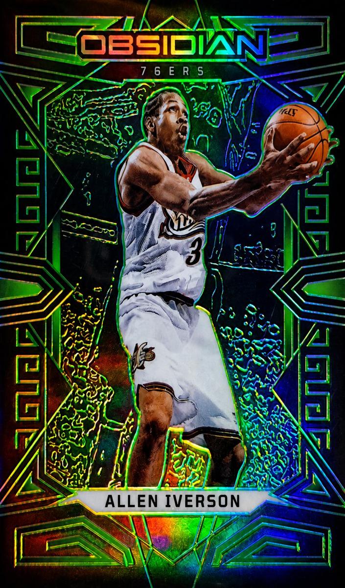 2022 Panini Obsidian Basketball Electric Etch Green Allen Iverson #149 PSA 9