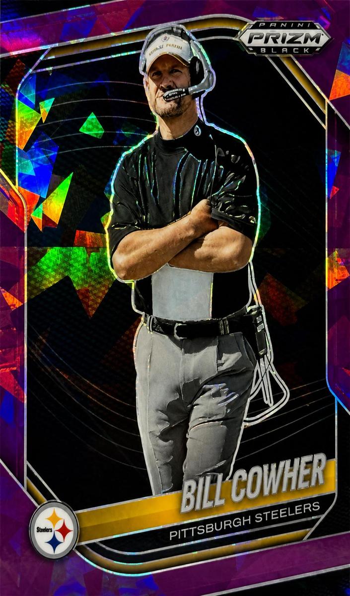2025 Panini Prizm Black Football Purple Ice Bill Cowher #118