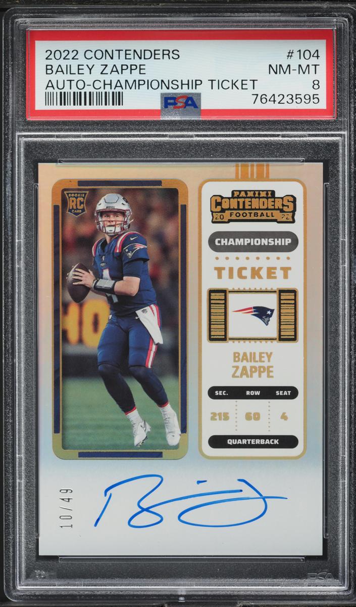 2022 Panini Contenders Football Championship Bailey Zappe #104 PSA 7.5