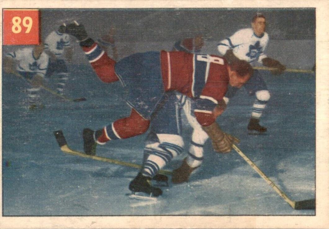 1954 Parkhurst Hockey Busher Curry Goes Up-and-Over #89