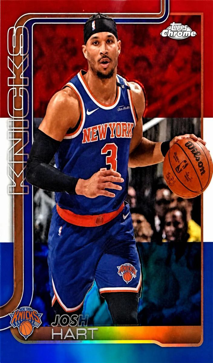 2025 Topps Chrome Basketball Red White and Blue Refractor Josh Hart #160