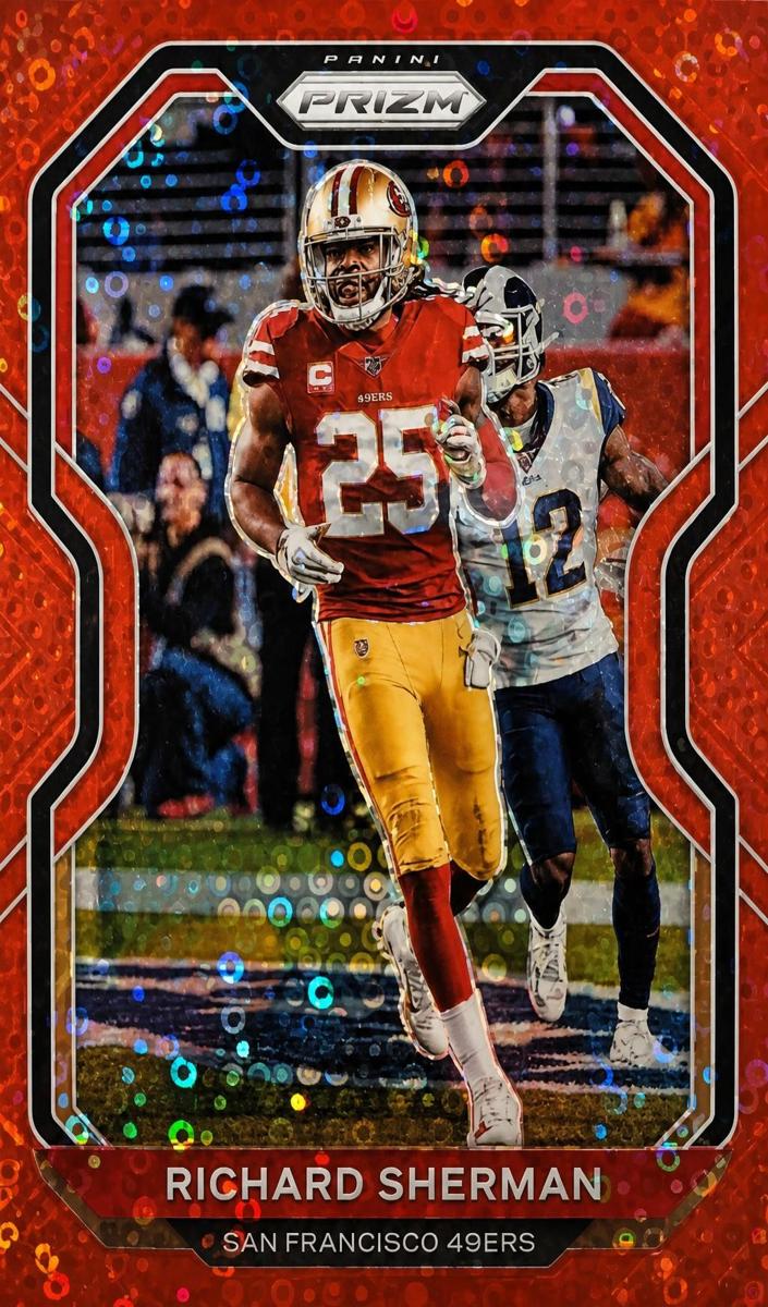 2020 Panini Prizm Football No Huddle Red Prizm Richard Sherman #287 CGC 9.5