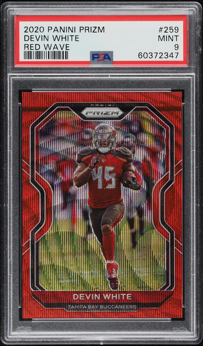 2020 Panini Prizm Football Red Wave Prizm Devin White #259 PSA 9
