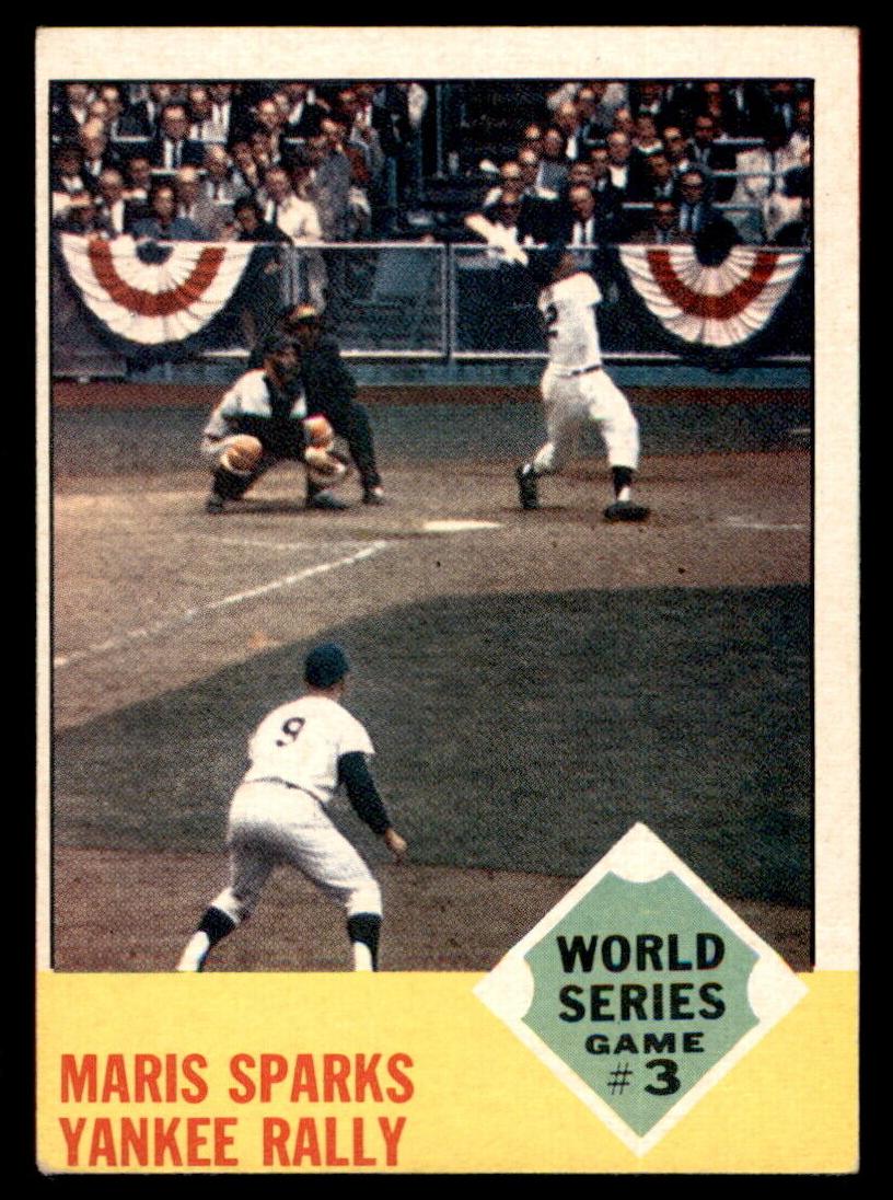 1963 Topps Baseball Maris Sparks Yankee Rally World Series Game #3 #144