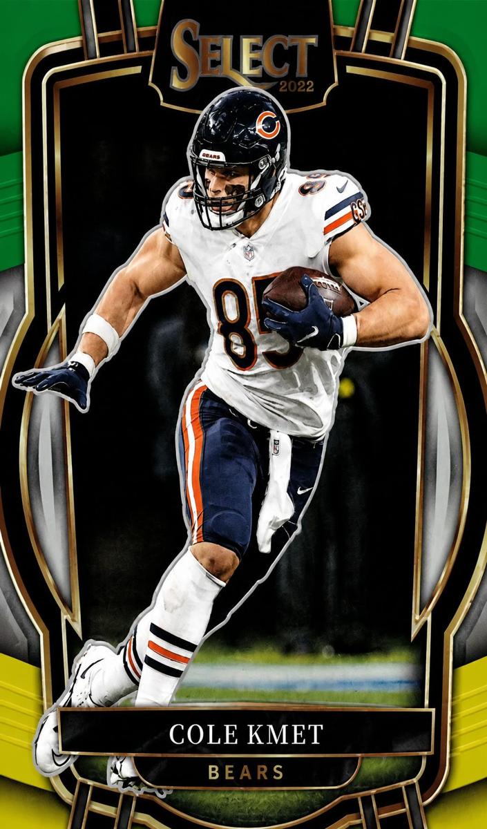 2022 Panini Select Football Green and Yellow Prizm Die-Cut Cole Kmet #285