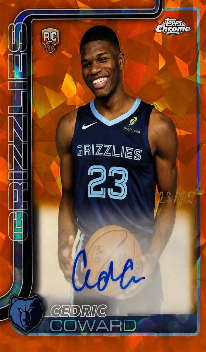 2025 Topps Chrome Sapphire Basketball Orange Cedric Coward #TCAR-CC